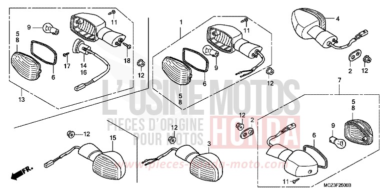 WINKER (E/ED/EK/F/G/H/KO) for Hornet 900 NOIR (NH1) from 2002